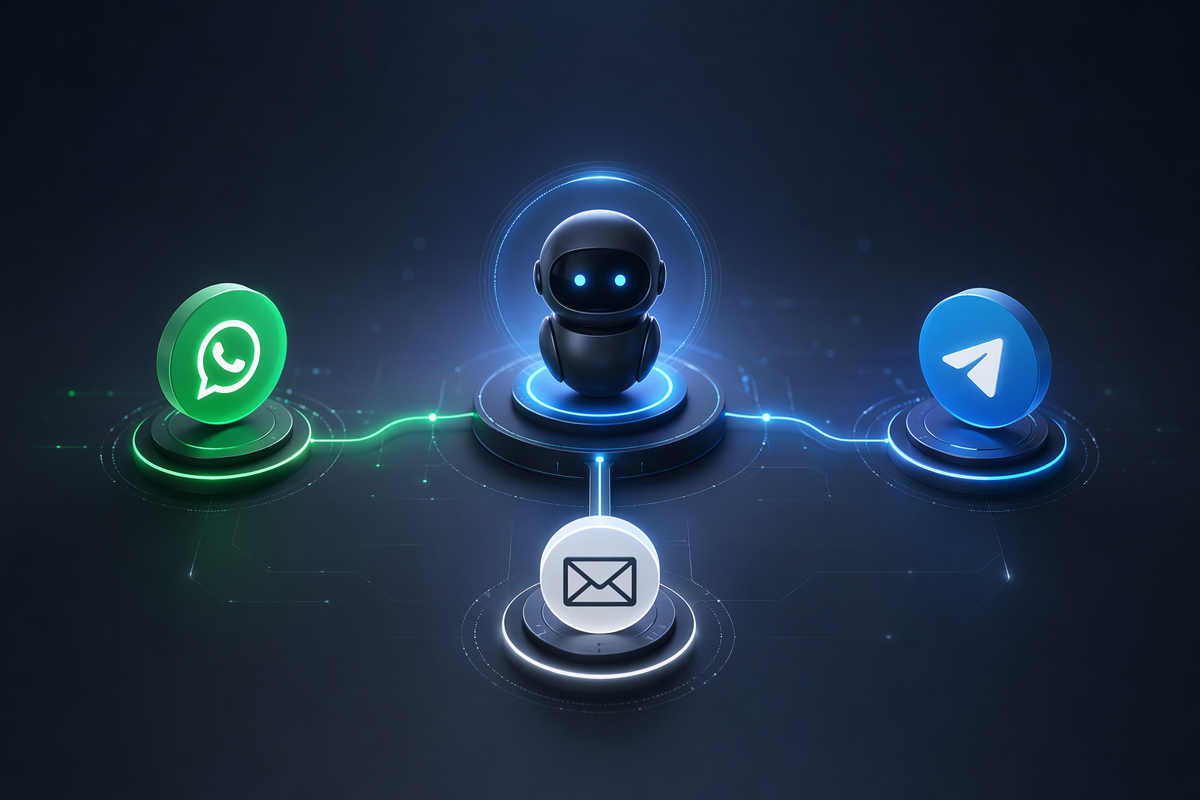 Así conectamos WhatsApp, Telegram y email con un solo agente